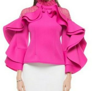Ruffle Sleeved Fitted Blouse